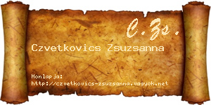 Czvetkovics Zsuzsanna névjegykártya
